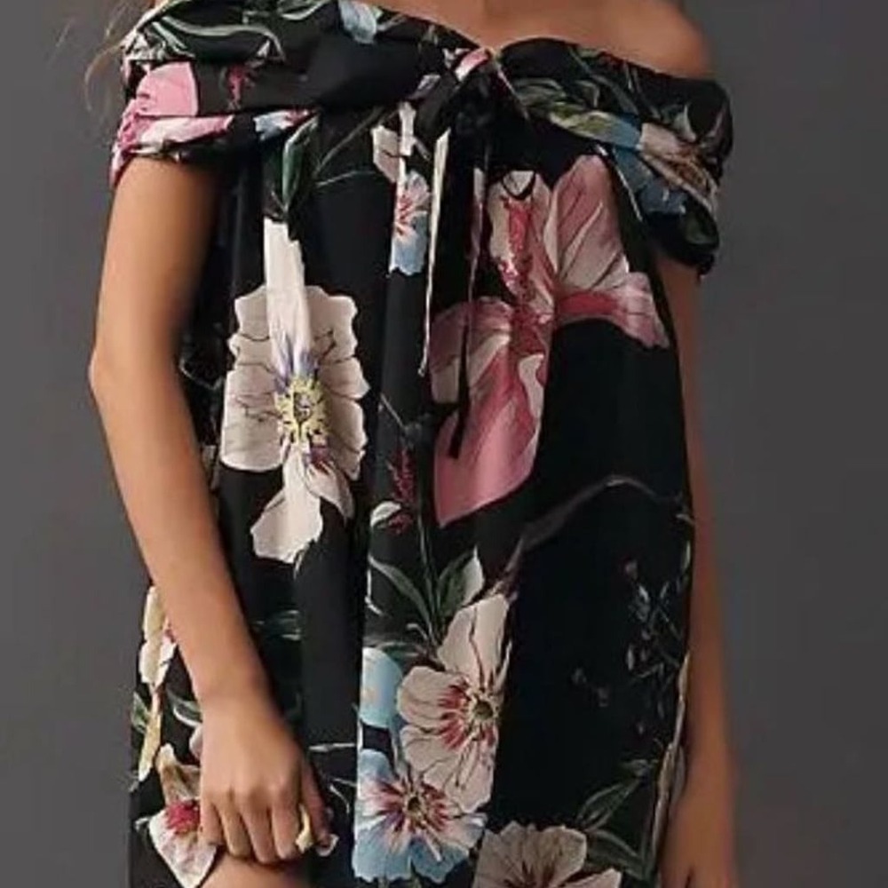 NWT Maeve Cotton Off-Shoulder Printed Floral Mini Dress Anthropologie, Size M